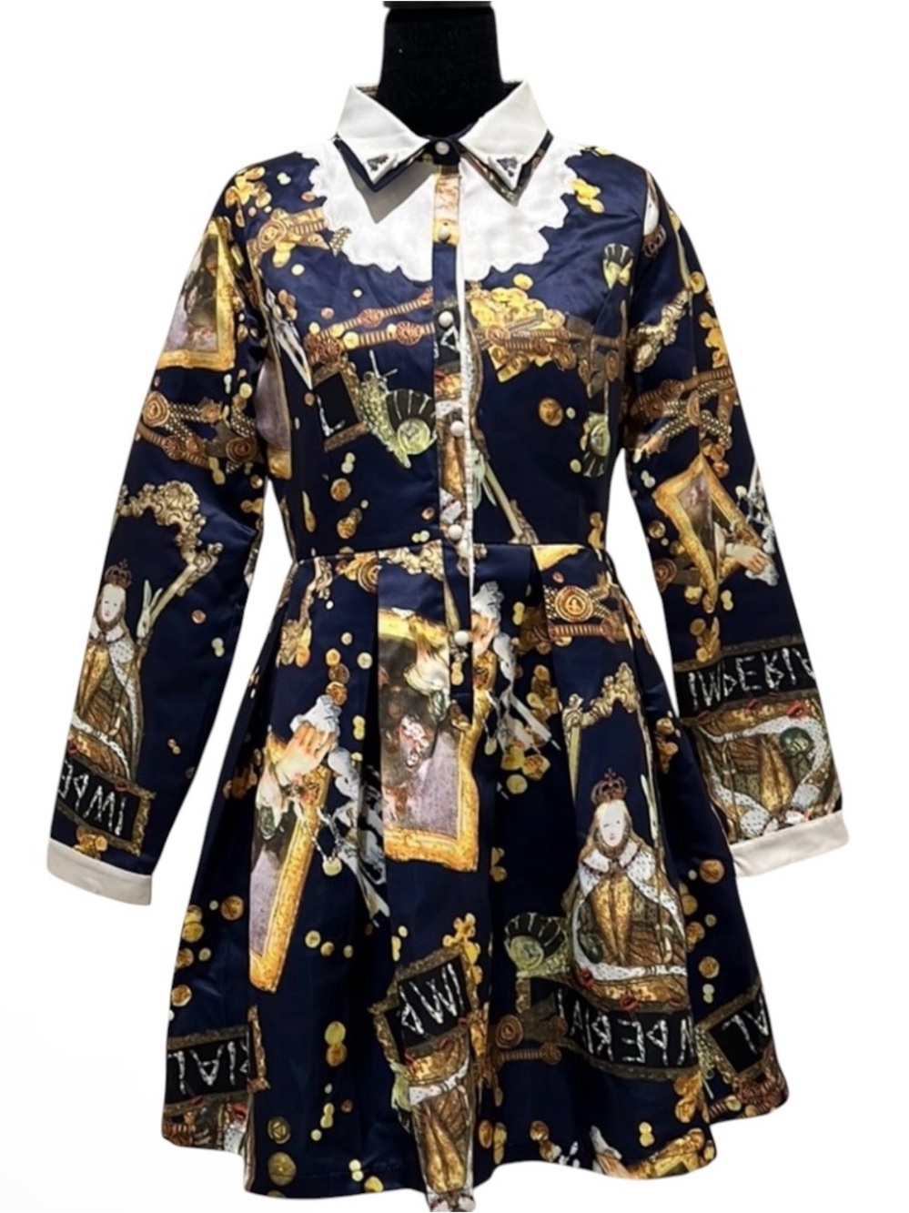 Elf Sack whimsical Lolita imperial Queen snail satin jewel collar mini dress L